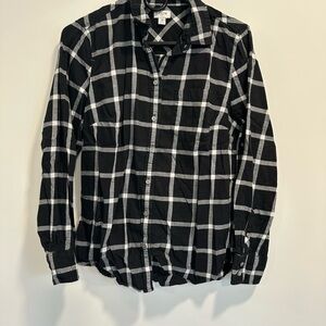 J.Crew Black and White Plaid Button-Up Shirt